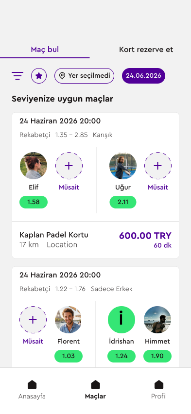 Maç bul ekranı